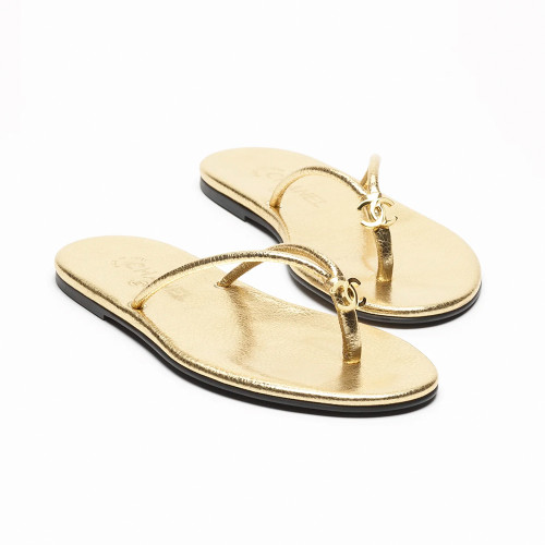Chanel Mules Crackled Laminated Calfskin Gold #379231
