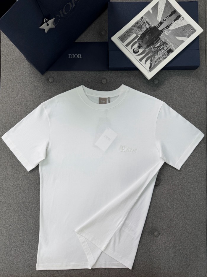 DIOR T-Shirt with Dior Embroidery Relaxed Fit White Cotton Jersey #379243