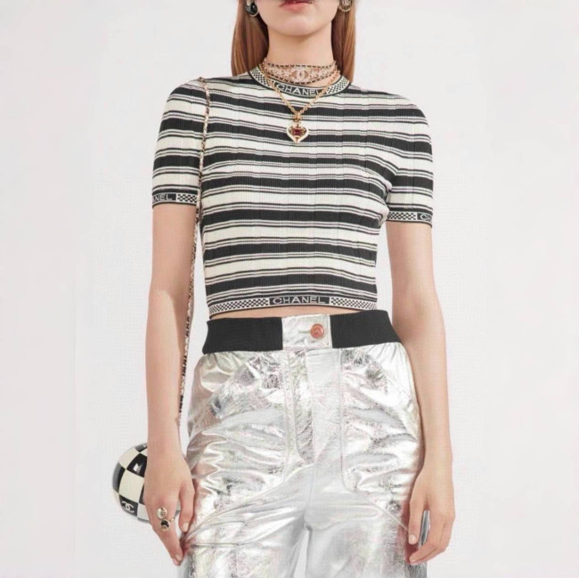 Chanel Striped Knitted Short-sleeved Skirt #379248