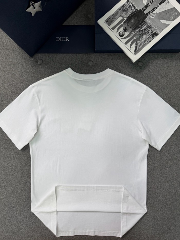 DIOR T-Shirt with Dior Embroidery Relaxed Fit White Cotton Jersey #379243