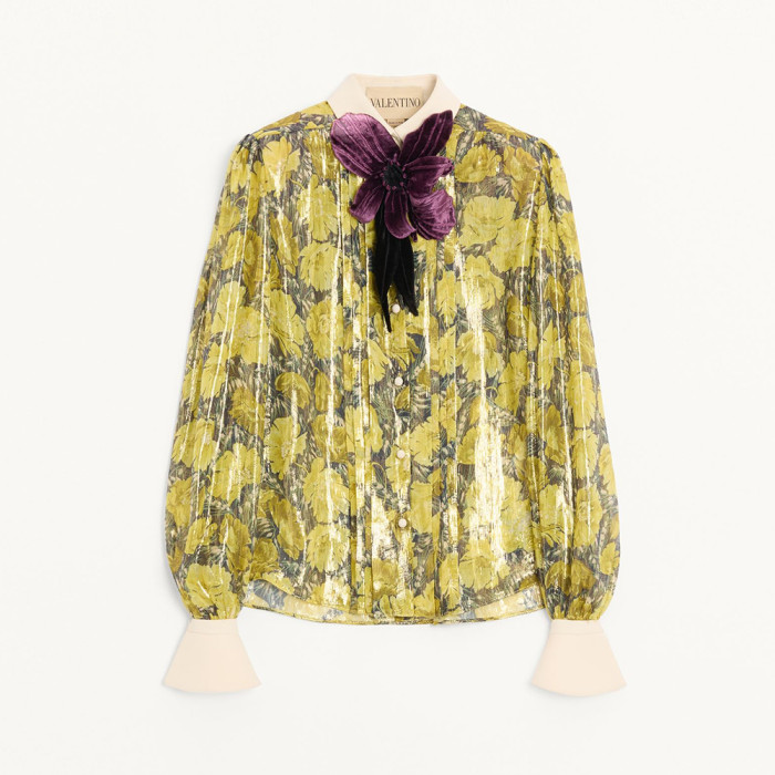 Valentino Lurex Shirt With Après L hiver Poppies Print Multicolor #379279
