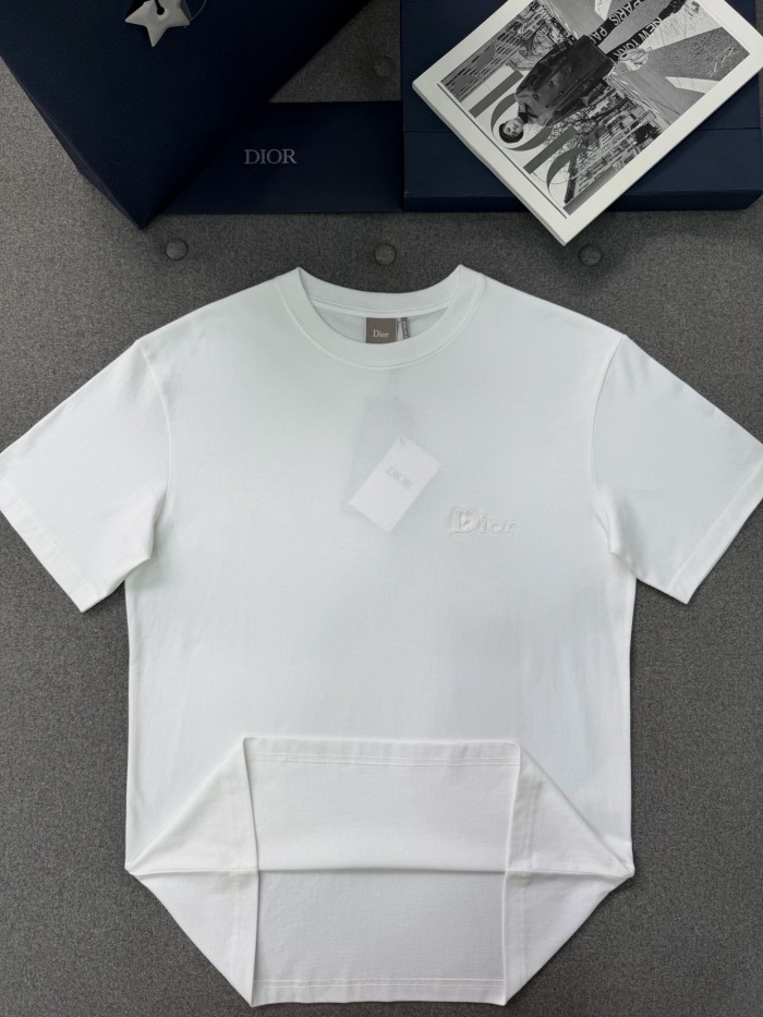 DIOR T-Shirt with Dior Embroidery Relaxed Fit White Cotton Jersey #379243