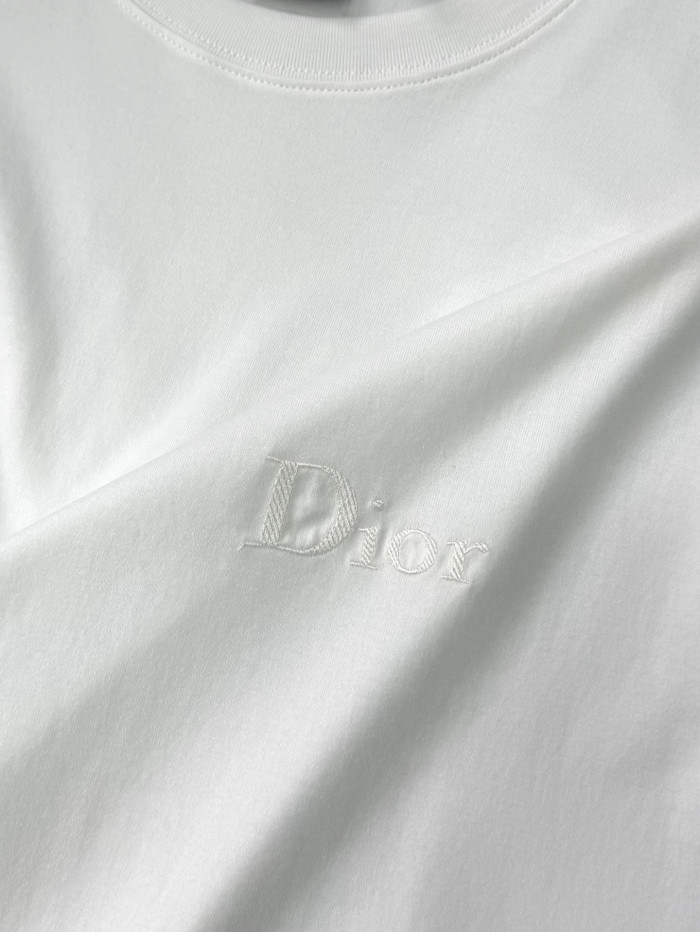 DIOR T-Shirt with Dior Embroidery Relaxed Fit White Cotton Jersey #379243