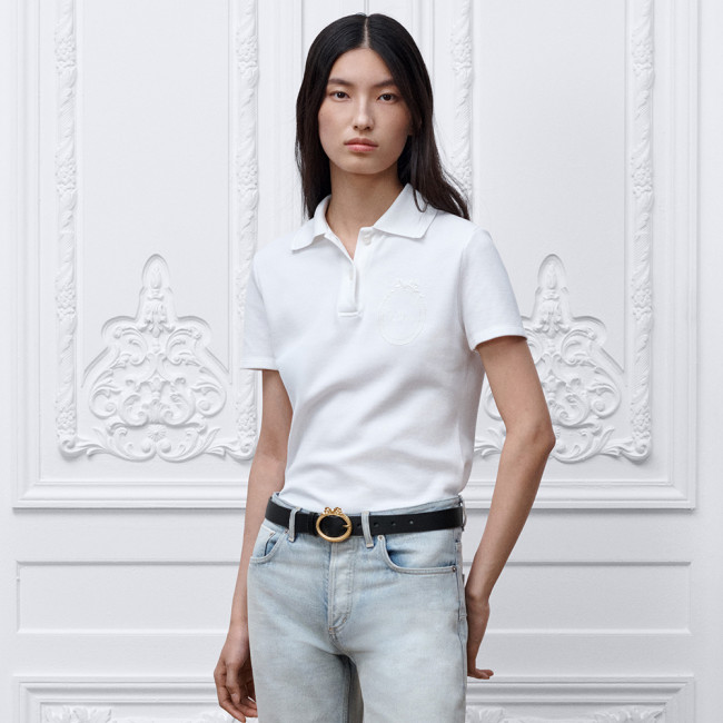DIOR Dior Médaillon Embroidered Polo Shirt White Cotton-Blend Piqué #379222