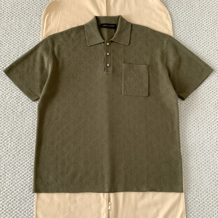 LOUIS VUITTON Monogram Pointelle Short-Sleeved Polo Shirt #379392