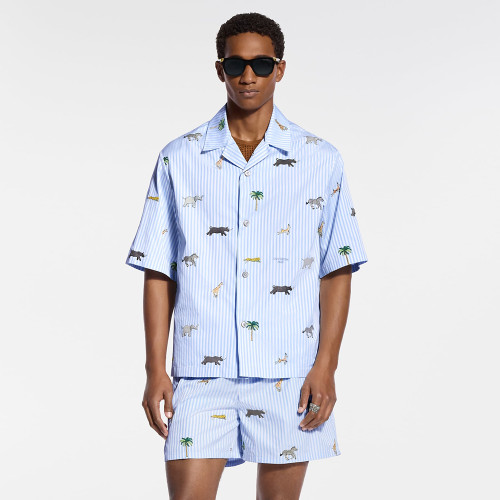 LOUIS VUITTON LV x The Darjeeling Limited Embroidered Striped Short-Sleeved Shirt Shorts #379453