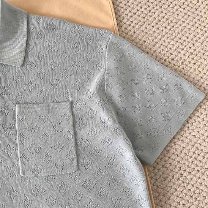LOUIS VUITTON Monogram Pointelle Short-Sleeved Polo Shirt #379392