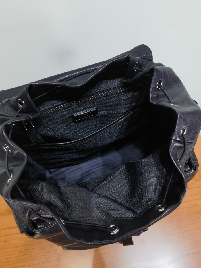 PRADA Black Prada Explore Leather Backpack #379556