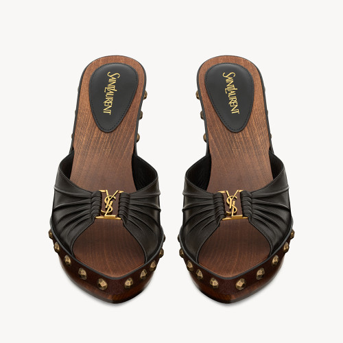 Saint Laurent BABYLONE Clogs in Smooth Leather #379492