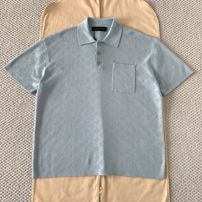 LOUIS VUITTON Monogram Pointelle Short-Sleeved Polo Shirt #379392