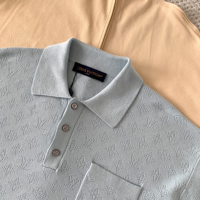 LOUIS VUITTON Monogram Pointelle Short-Sleeved Polo Shirt #379392