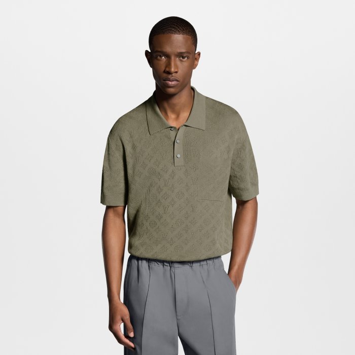 LOUIS VUITTON Monogram Pointelle Short-Sleeved Polo Shirt #379392