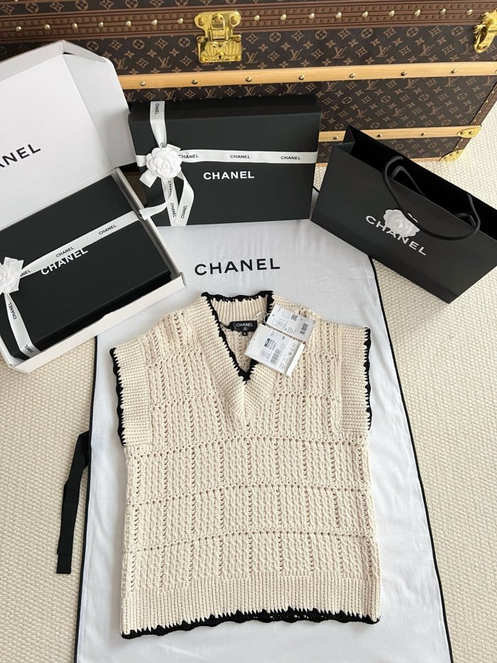 CHANEL Pullover Cotton Short Skirt Silk #379623