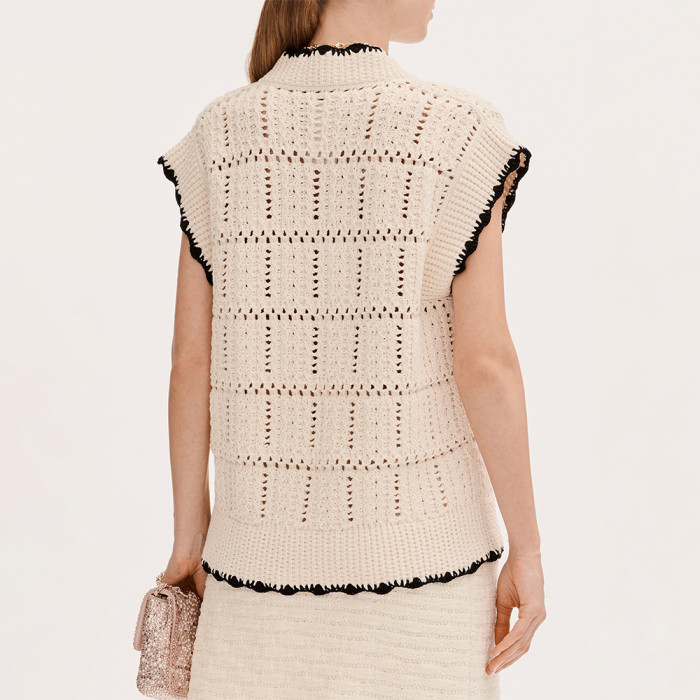 CHANEL Pullover Cotton Short Skirt Silk #379623