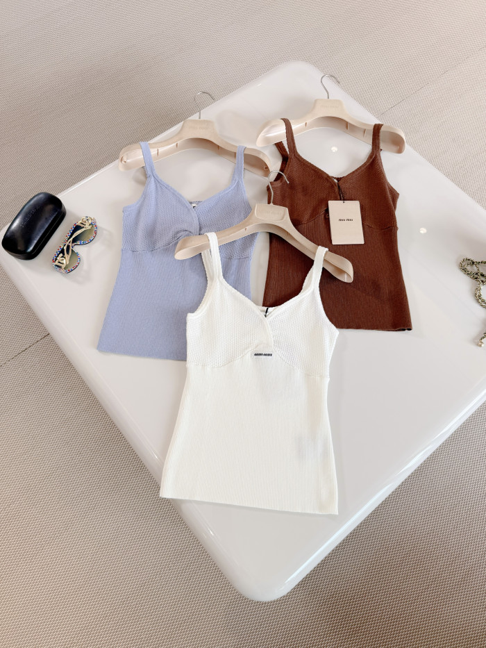 MiuMiu White Cotton Knit Top #379630
