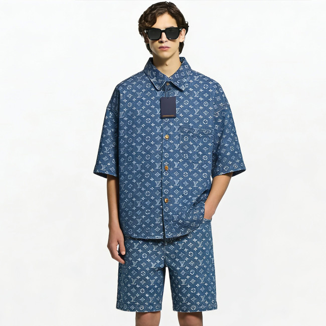 LOUIS VUITTON Monogram Denim Shirt Shorts #379572