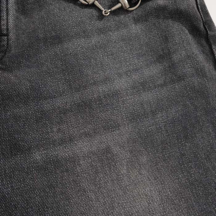 GUCCI Cotton Denim Pants With Horsebit Detail in Dark Grey #379683