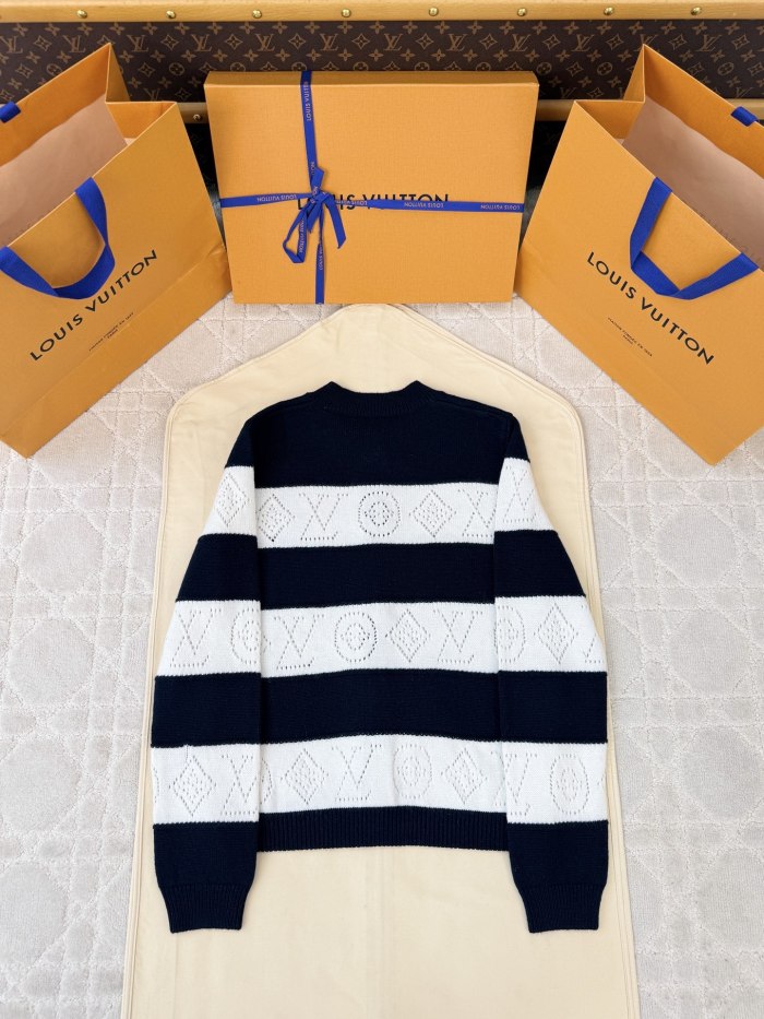 Louis Vuitton Openwork Striped Knit Cardigan Knit Top #379634