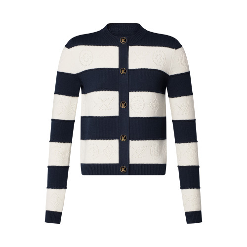 Louis Vuitton Openwork Striped Knit Cardigan Knit Top #379634