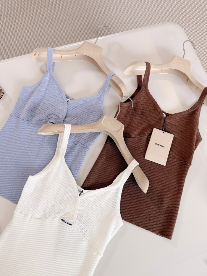 MiuMiu White Cotton Knit Top #379630