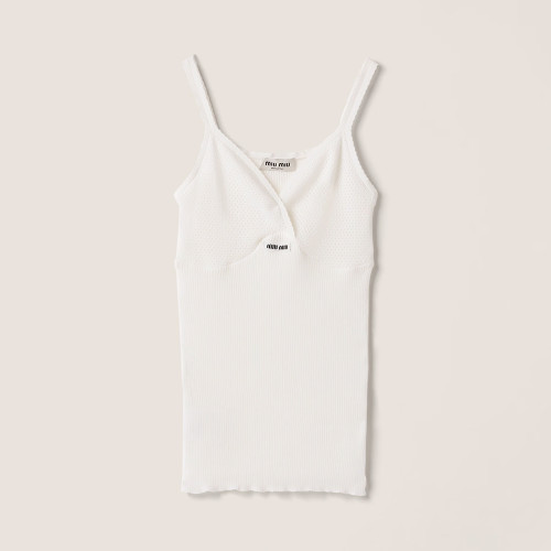 MiuMiu White Cotton Knit Top #379630