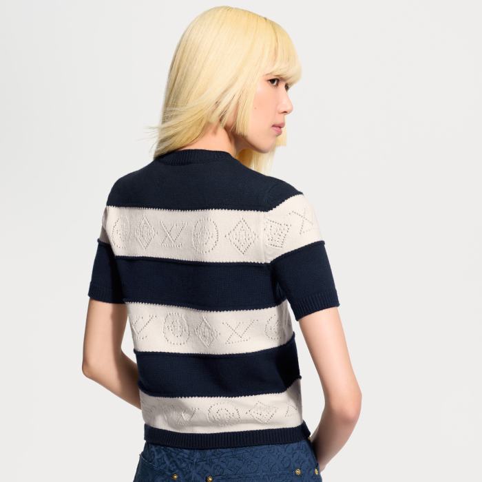 Louis Vuitton Openwork Striped Knit Cardigan Knit Top #379634