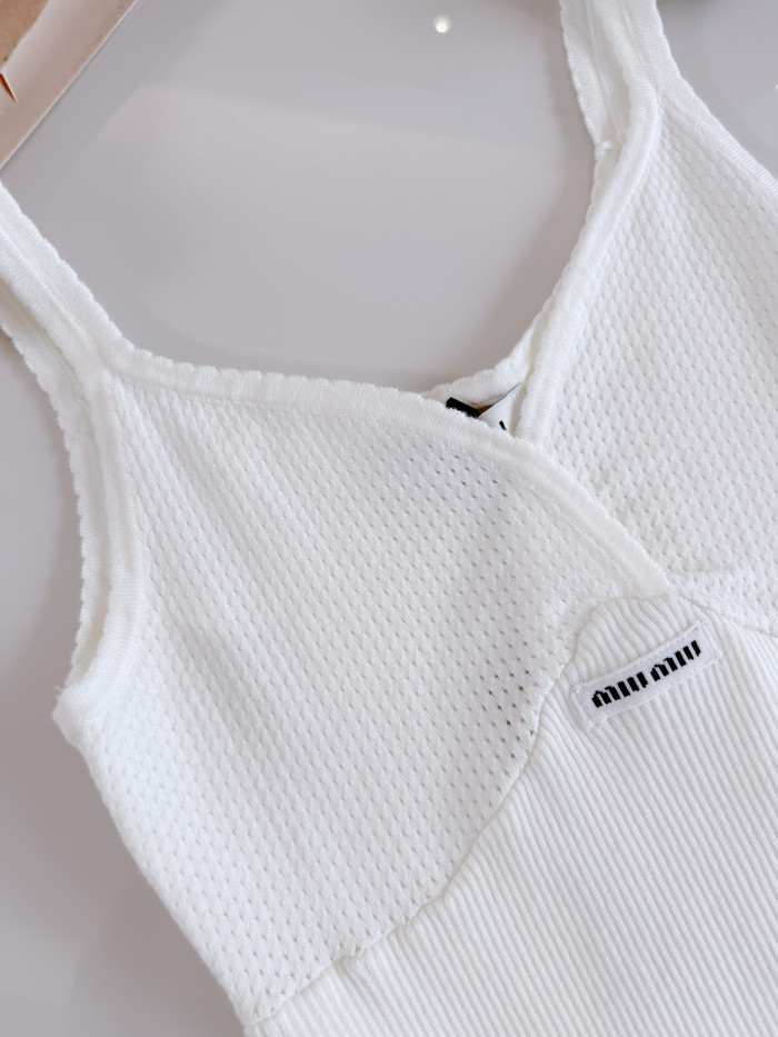 MiuMiu White Cotton Knit Top #379630