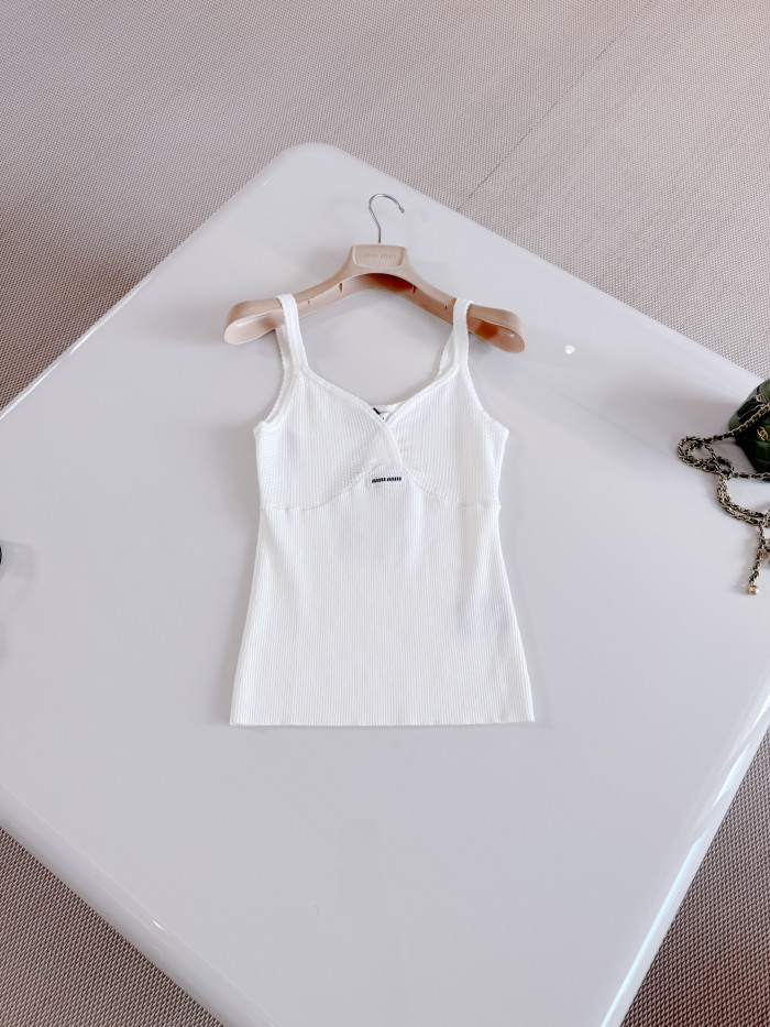 MiuMiu White Cotton Knit Top #379630