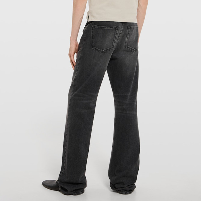 GUCCI Cotton Denim Pants With Horsebit Detail in Dark Grey #379683