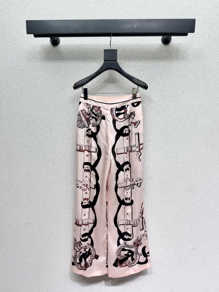 Hermès Silk Printed Shirt Silk Trousers #379915
