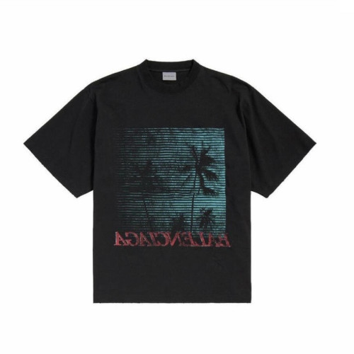 Balenciaga Black Coconut Jungle Round Neck Short Sleeves #379887