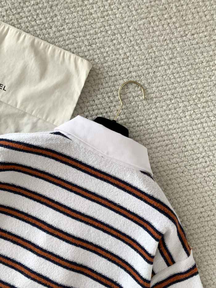Chanel Striped Knitted Polo Short Sleeves #379737