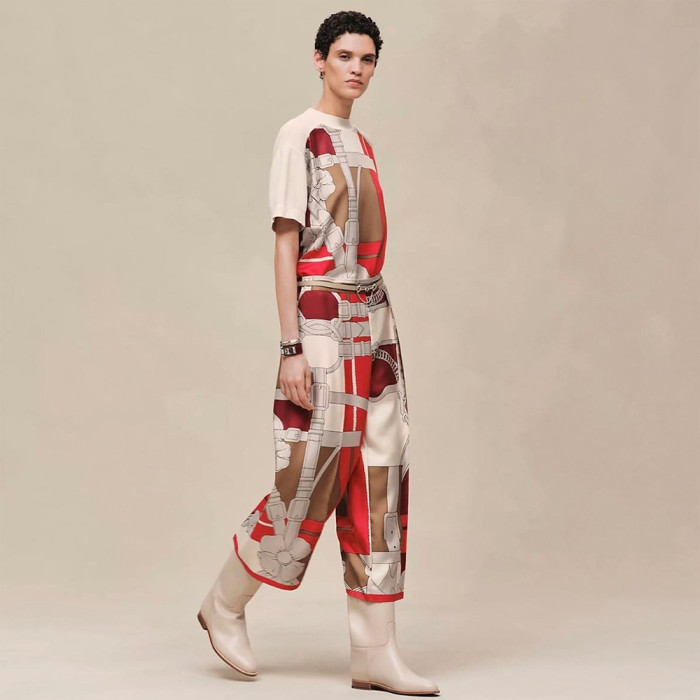 Hermès Silk Printed Shirt Silk Trousers #379915