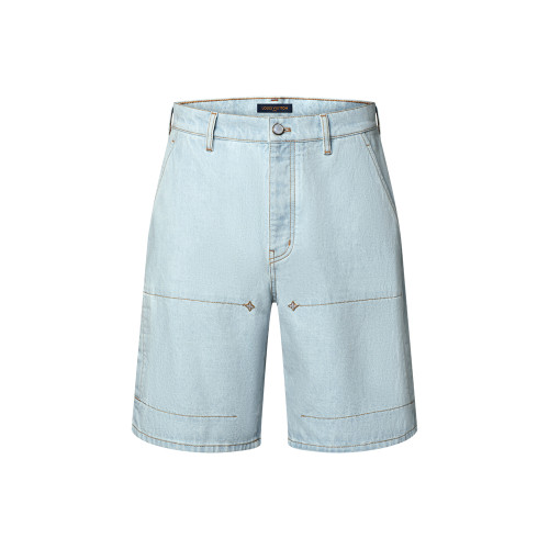 LOUIS VUITTON Signature Embroidered Denim Workwear Shorts #379885