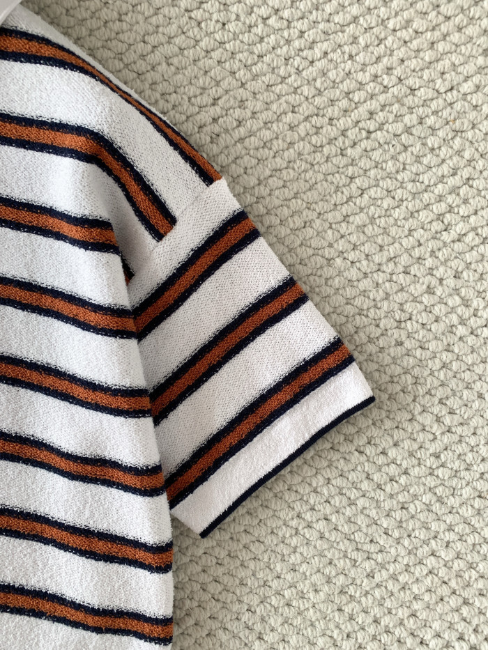 Chanel Striped Knitted Polo Short Sleeves #379737