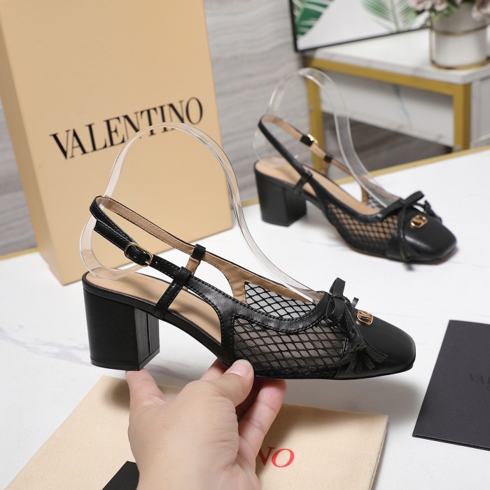 Valentino Valet Du Roi Slingback Pump In Mesh And Kidskin 60mm for Woman #379977