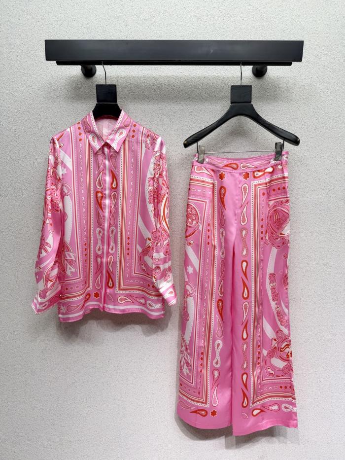 Hermès Silk Printed Shirt Silk Trousers #379915