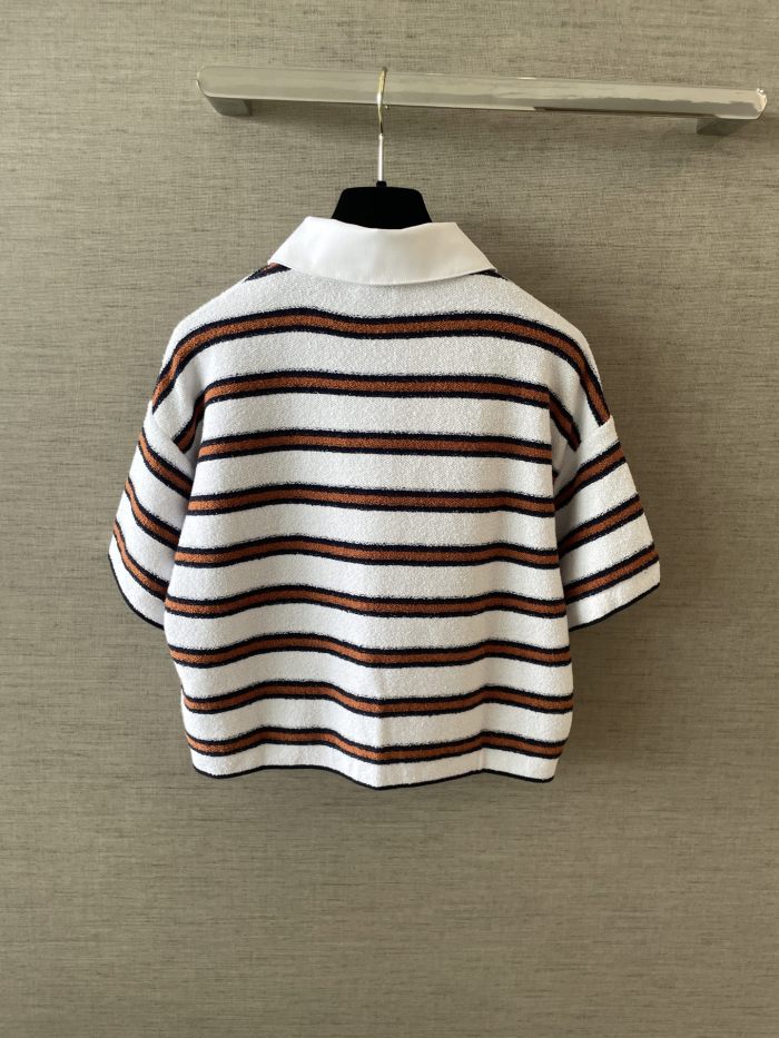 Chanel Striped Knitted Polo Short Sleeves #379737