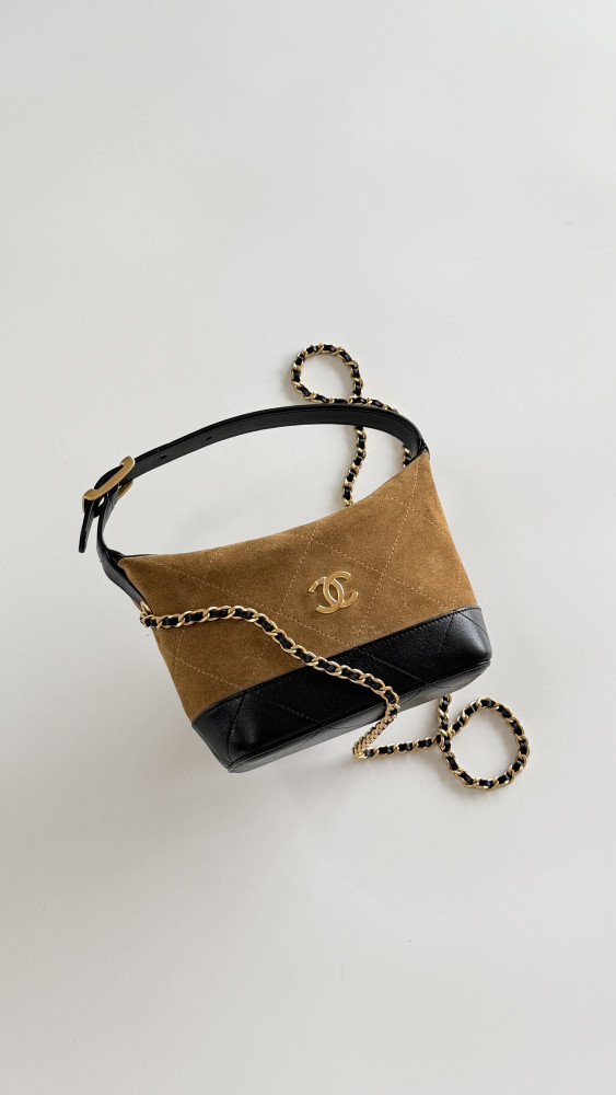 Chanel Suede Lambskin Colorblock Lunch Box Bag #379883