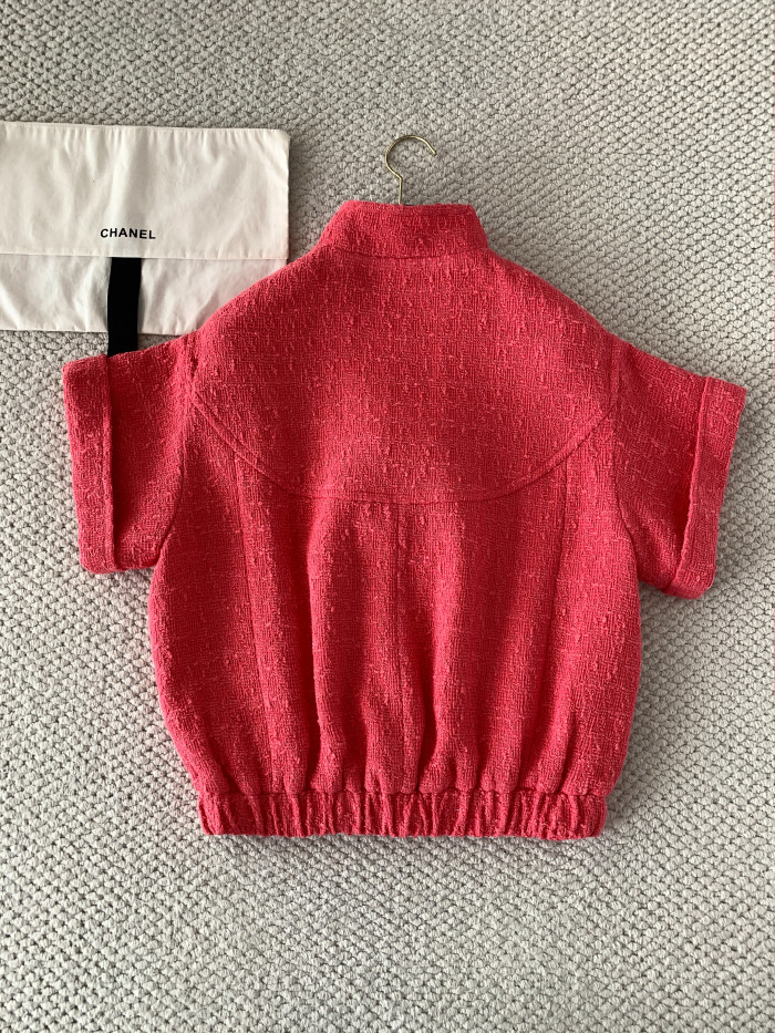 Chanel Blouson Cotton Tweed Pink #380020