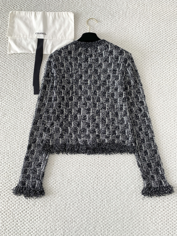 Chanel Blue Black Silver Knitted Cardigan #380013