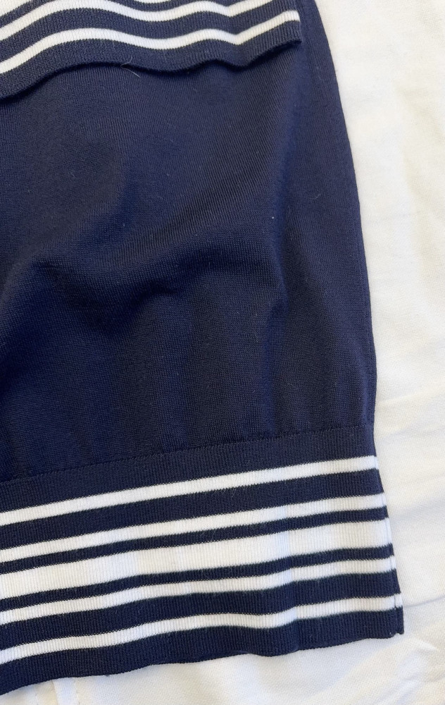 DIOR Sleeveless Sweater Navy Blue and White Cashmere and Silk Knit #379426