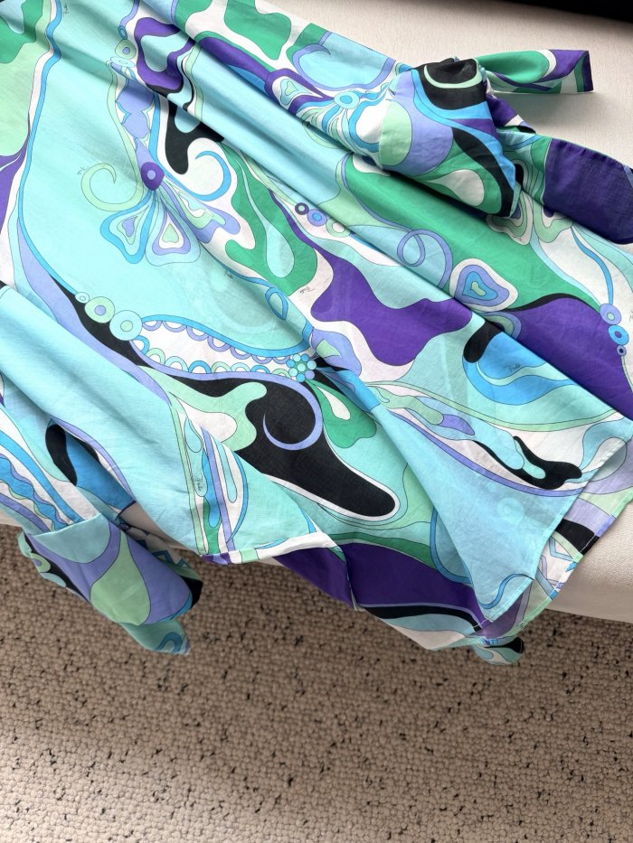 PUCCI Bat Sleeve Back Tie Short Gown Dress #380005