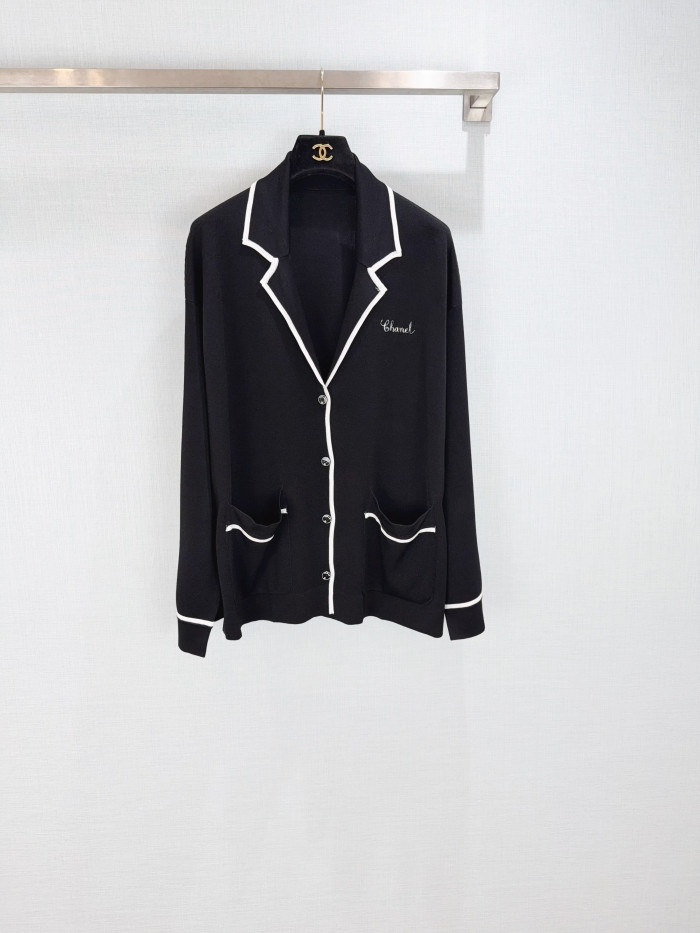 Chanel Jacket Silk Black White #380006