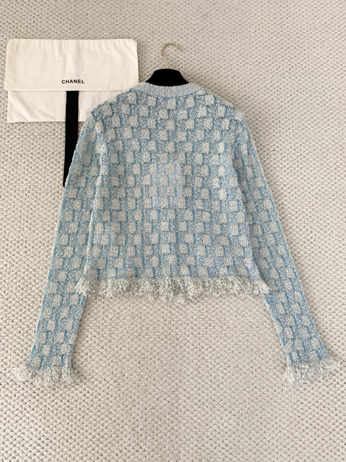 Chanel Blue Black Silver Knitted Cardigan #380013