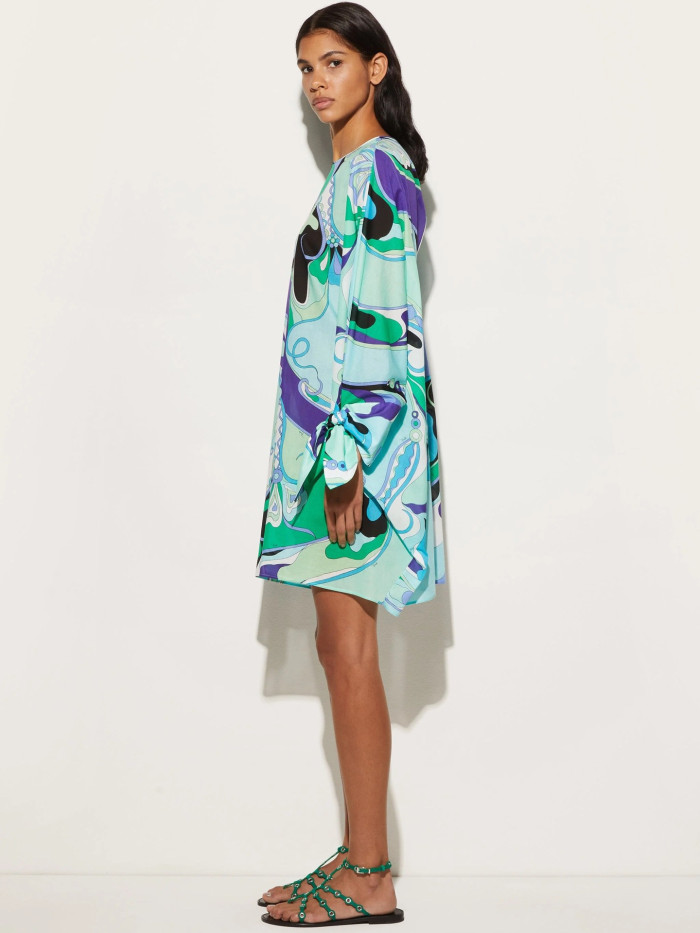 PUCCI Bat Sleeve Back Tie Short Gown Dress #380005