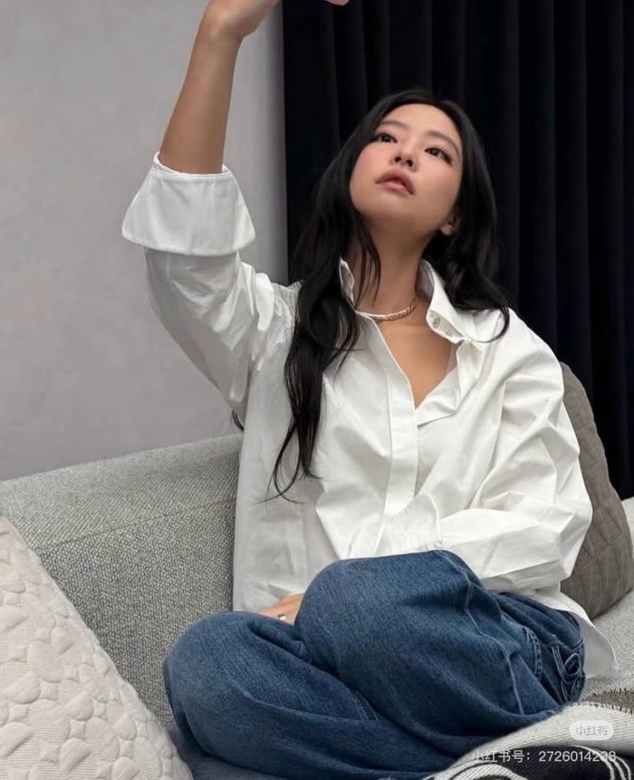 Chanel Long-sleeved Shirt Cotton Poplin Blue White #380017