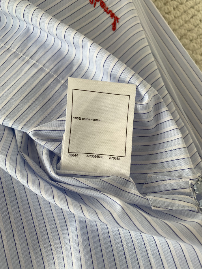 Chanel Long-sleeved Shirt Cotton Poplin Blue White #380017