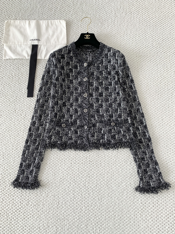 Chanel Blue Black Silver Knitted Cardigan #380013