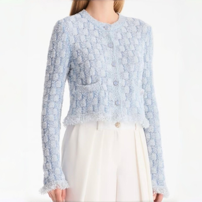 Chanel Blue Black Silver Knitted Cardigan #380013